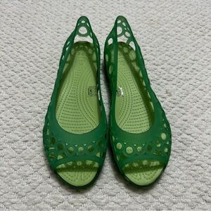 Crocs Adrina Ballet Flat Shoe Green Slip On Jelly Women’s Size 9